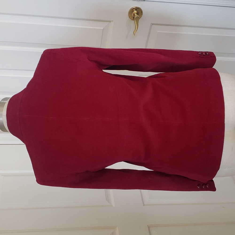 VINTAGE Berry-Red Wide-Wale Corduroy Blazer SIZE 6P Tailored Academia Classic - Picture 6 of 14